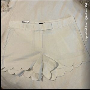 J. Crew Cream High Waist Scalloped Shorts